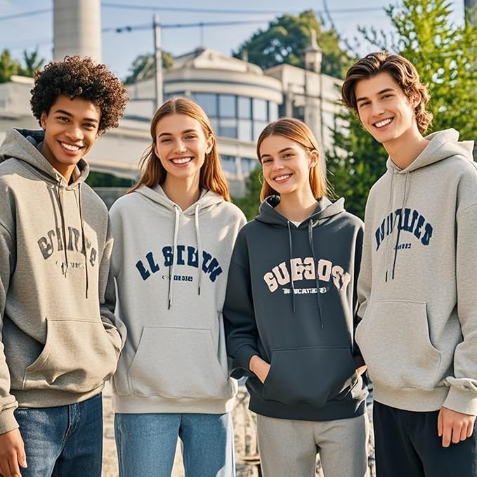 Sweat Personnalisable Unisexe, Sweat a Capuche Personnalisé avec Texte ou Photo Imprimée Avant/Arrière, Pull Personnalisé Couple Hoodie à Manches Longues Pour Automne Hiver Chaud avec Poches, S-3XL