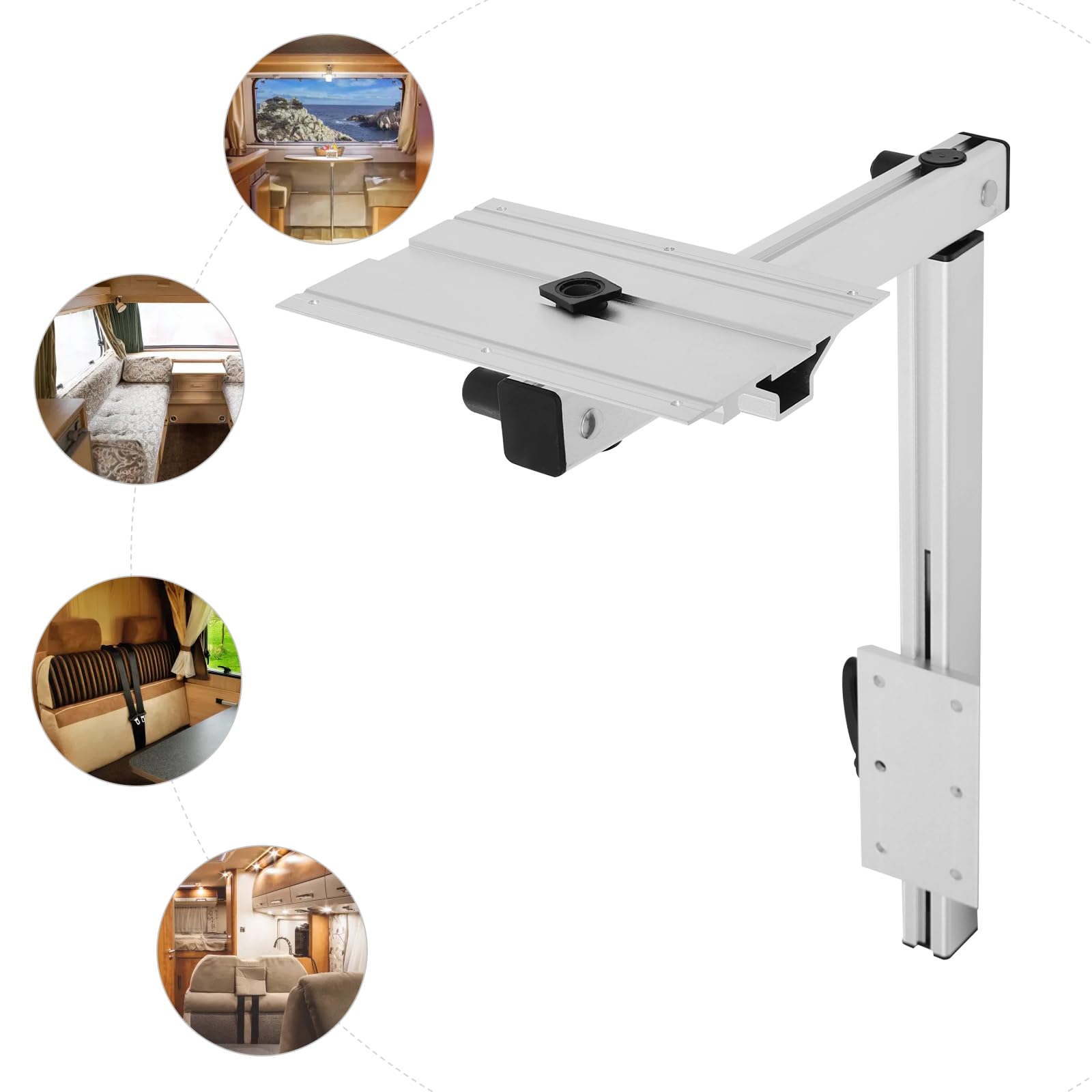 Table ORRV marine rectangulaire amovible, pied rotatif à 360°, système de pieds de table amovible pour camping-cars, bateaux, pontons, yachts