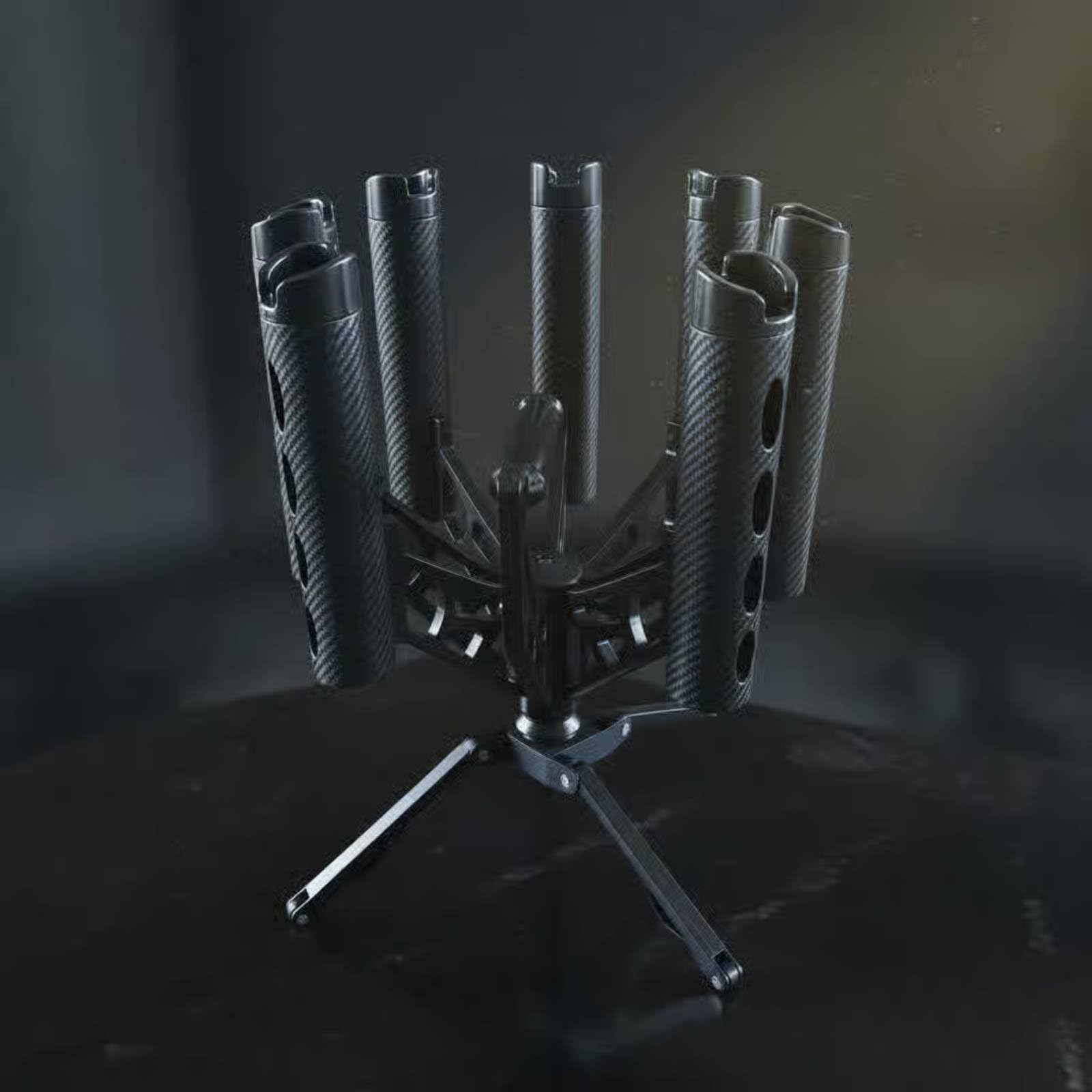 harayaa Soporte para Cañas de Pescar con Estructura Metálica Robusta Portacañas Vertical de 7 Ranuras Rotación Fluida para Facilitar el Uso Apto para Almacenamiento Doméstico Garaje de Herramientas
