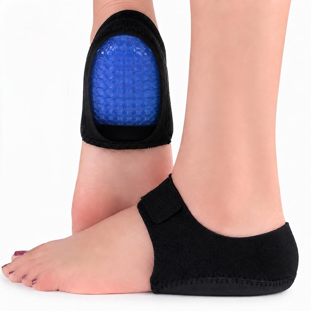 DOLTAS Heel Protector with Gel Heel Pad for Heel Pain Relief | Heel Cup Cushion for Plantar Fasciitis, Heel Spurs & Shoe Bite Support | Shock Absorbing Shoe Heel Pad with Breathable Neoprene Fabric | Non-Slip Heel Sleeve for Men & Women (1 Pair)