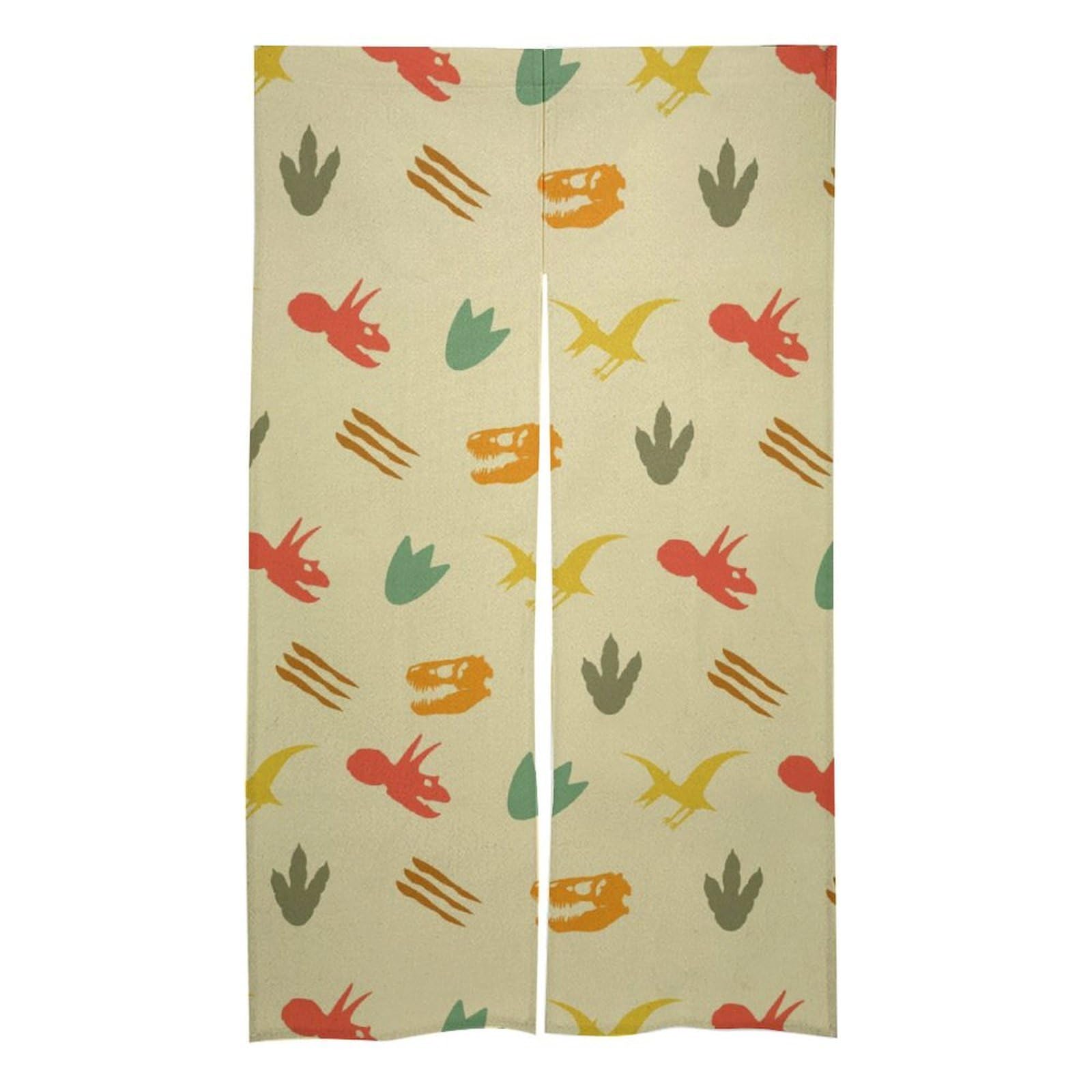 Dinosaurs Pattern Noren Doorway Split Shower Curtain Long Type Window Treatment for Privacy Partition Divider