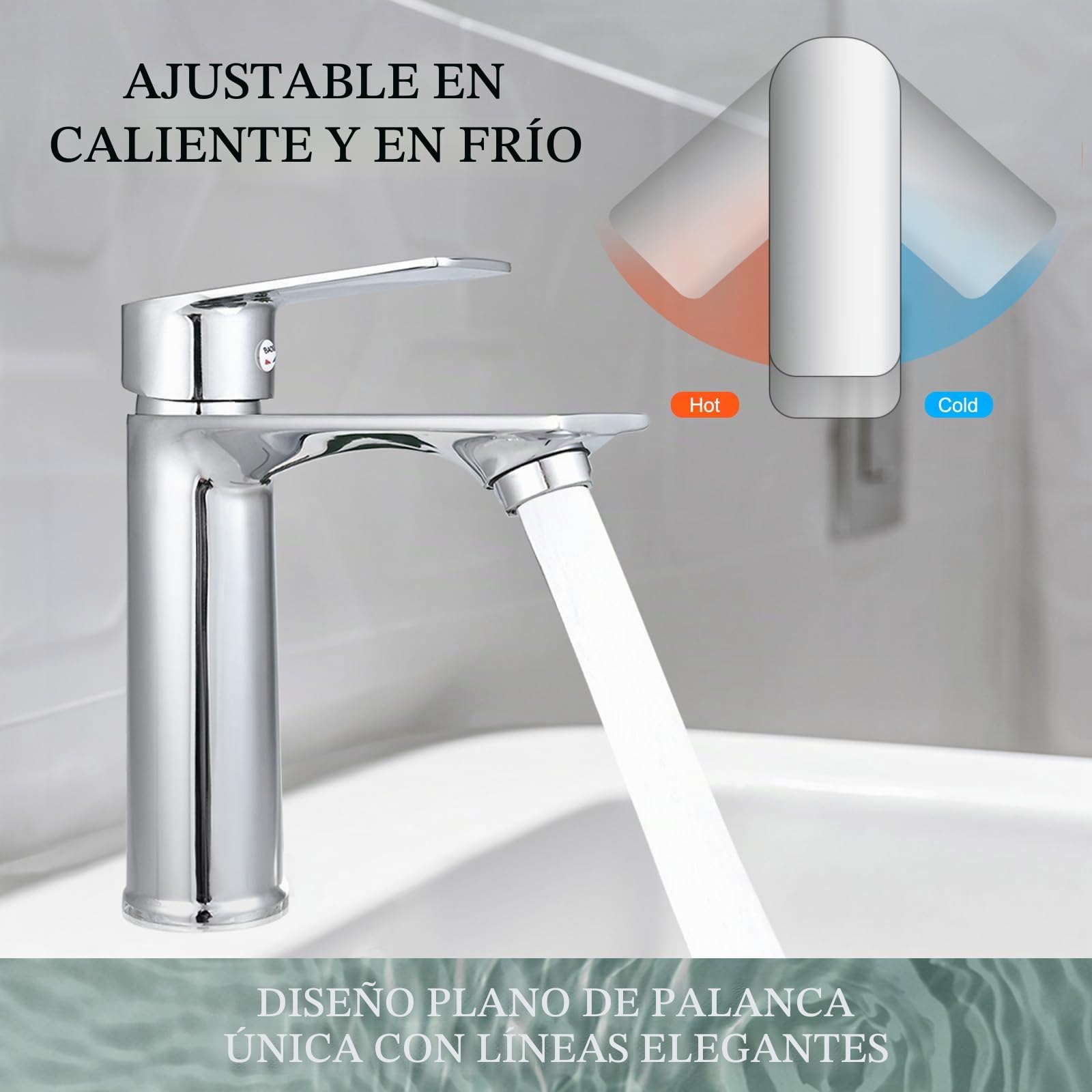 Cieex Grifo Lavabo Cromado Grifo de Baño Grifo Monomando de Lavabo Duradero Fácil Instalación