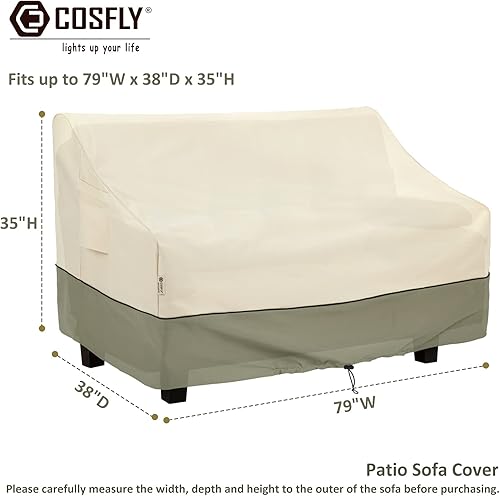 Miniatura 2 de COSFLY Fundas impermeables para muebles de patio, funda de sofá de 3 plazas para exteriores, resistente, se adapta a hasta 79 pulgadas de ancho x 38