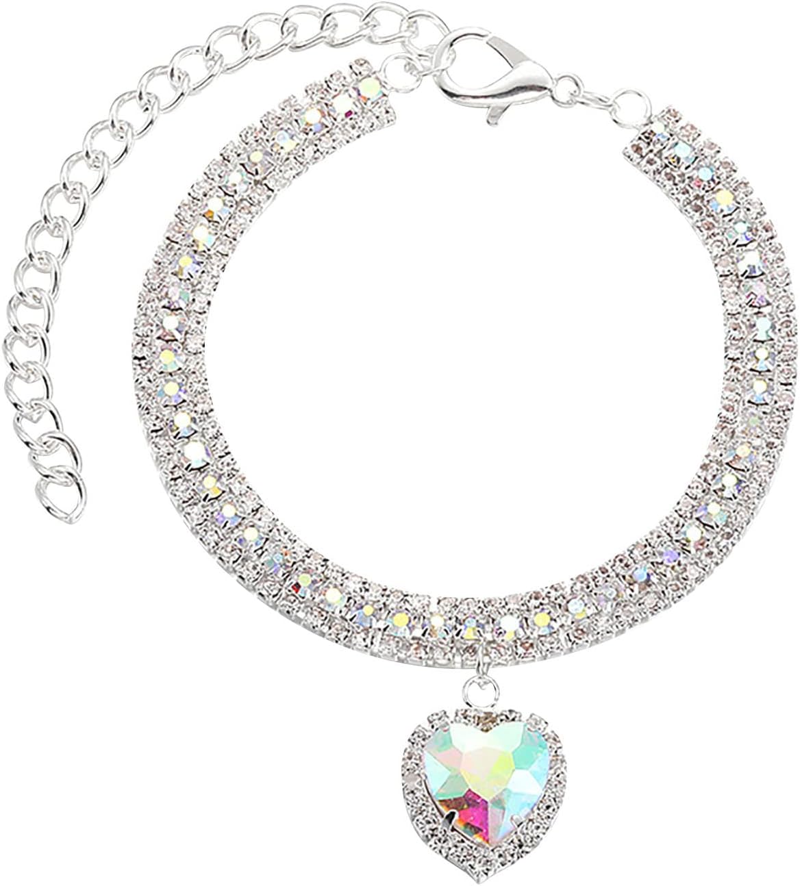 HonpraD Cat Collar Dog Necklace Metal Diamond Necklace