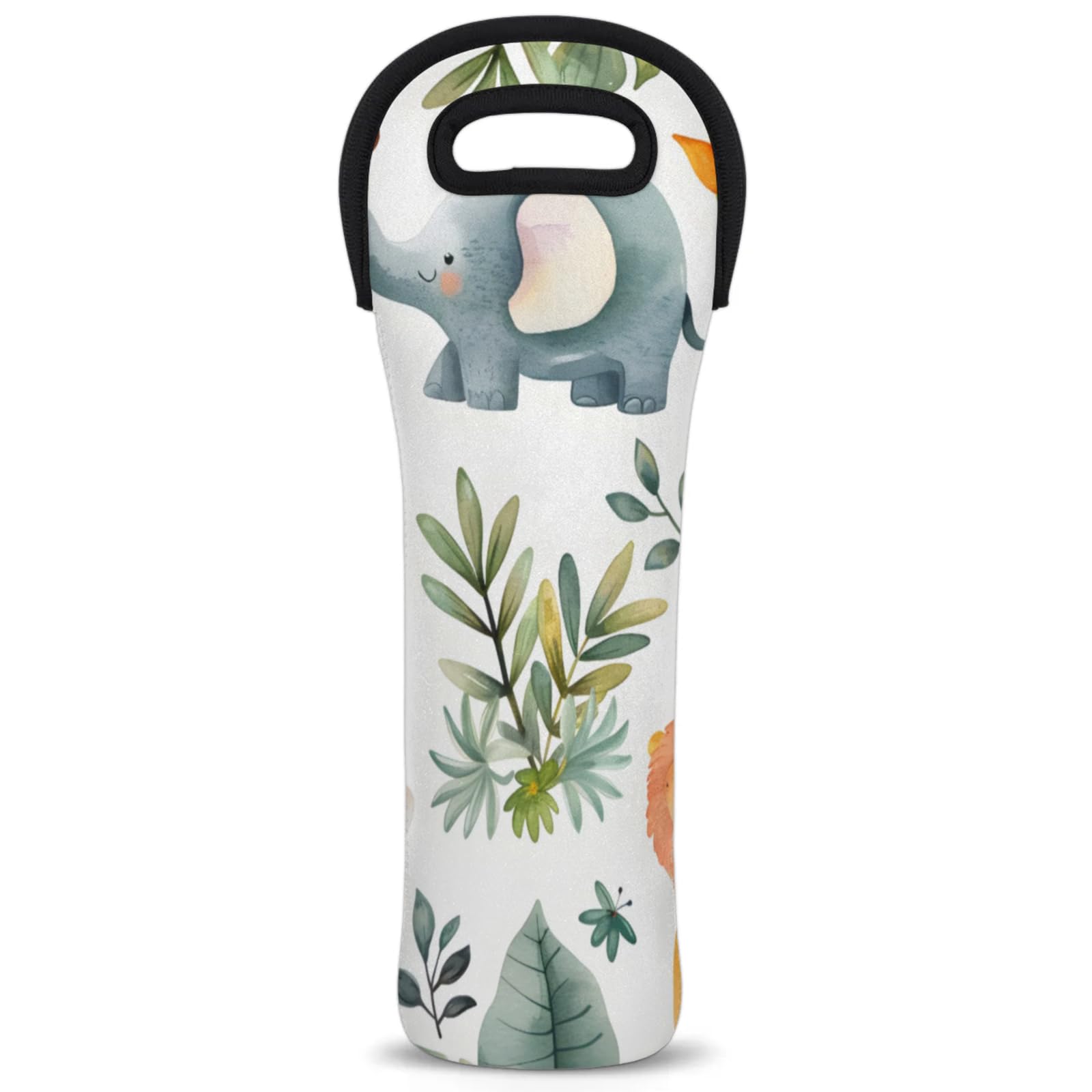 Neoprene Wine Tote Carrier Bag for Wine,Water, Champagne, Beer, Baby Bottles 15.6 x 5.1 Inches, Protective Wine Bag,Giraffe Tiger