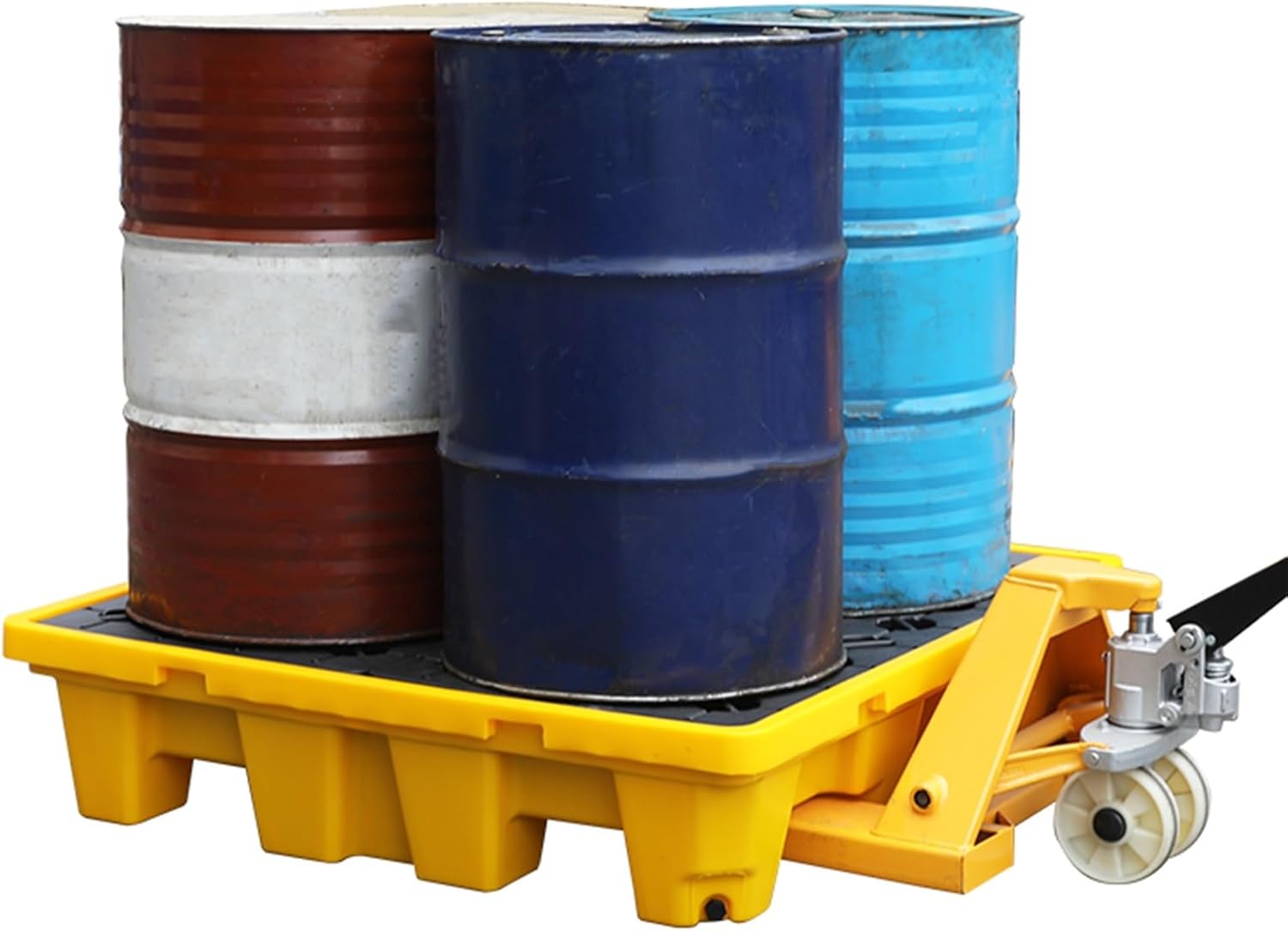 Modular Spill Platform with Drain, Disassembly Proof Spill Proof Oil Drum Pallet, Plastic Sealed Pallet for Factory Stacking of Drums(72x72x16cm)