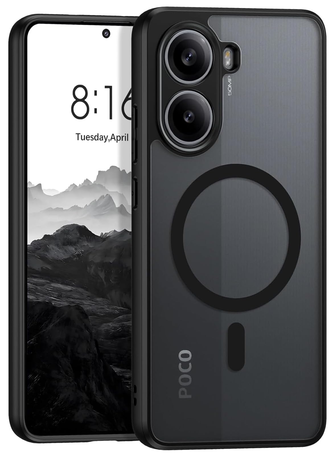For Xiaomi POCO X7 Pro Magnetic Case, Compatible with MagSafe, TPU+PC Shockproof Matte Skin Feel Mobile Phone Back Cover, Anti-fingerprint Slim Fit Protective Casing Xiaomi POCO X7 Pro Magnetic Black
