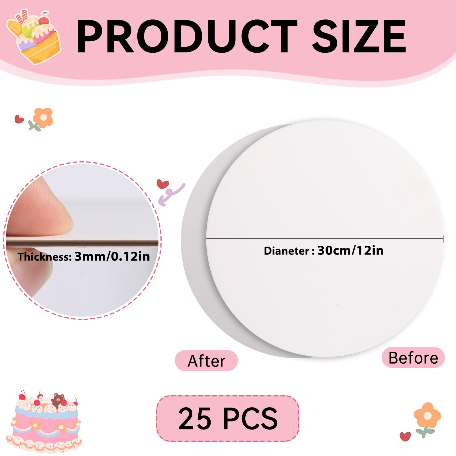 25 Plateaux Gâteau Ronds 30 Cm - Cake Boards Blancs 3 Mm Épais Réutilisables Pour Pâtisserie