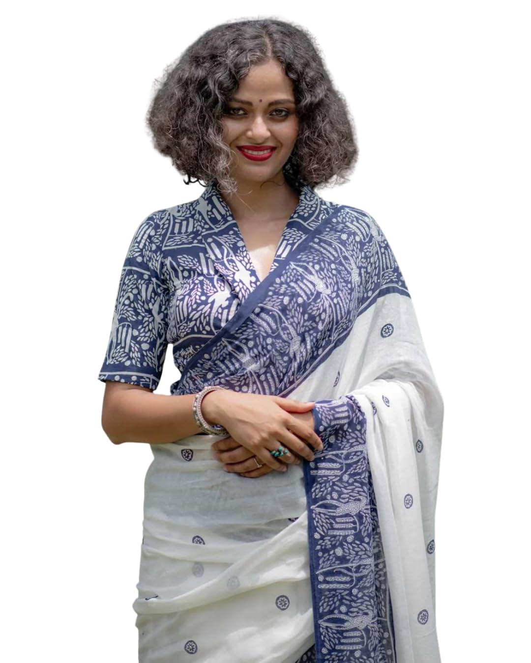 D J ENTERPRISE Women lilan cotton digital printed with rich pallu border saree with lilan cotton unstitched blouse for women-image-36