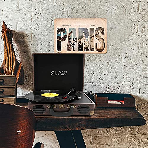 Image of CLAW Stag Portable Pro Bluetooth Turntable | 2x5W Speakers | Brown Wood
