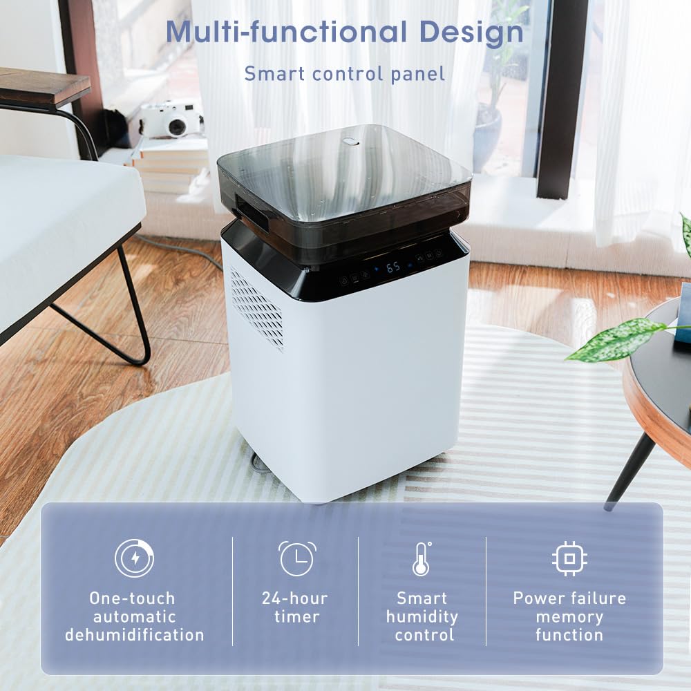 Luftentfeuchter Elektrisch mit Pumpe: 80L/Tag Kompressor-Entfeuchter mit Schlauch 8L Tank 400m³/h Luftstrom Smart Hygrostat Leise Bautrockner für Keller/Wohnung//Büro/Badezimmer/Schlafzimmer