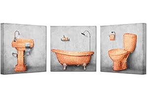 KREATIVE ARTS Canvas Set of 3 Elegant Bathtub Dresser Wash Basin Canvas...