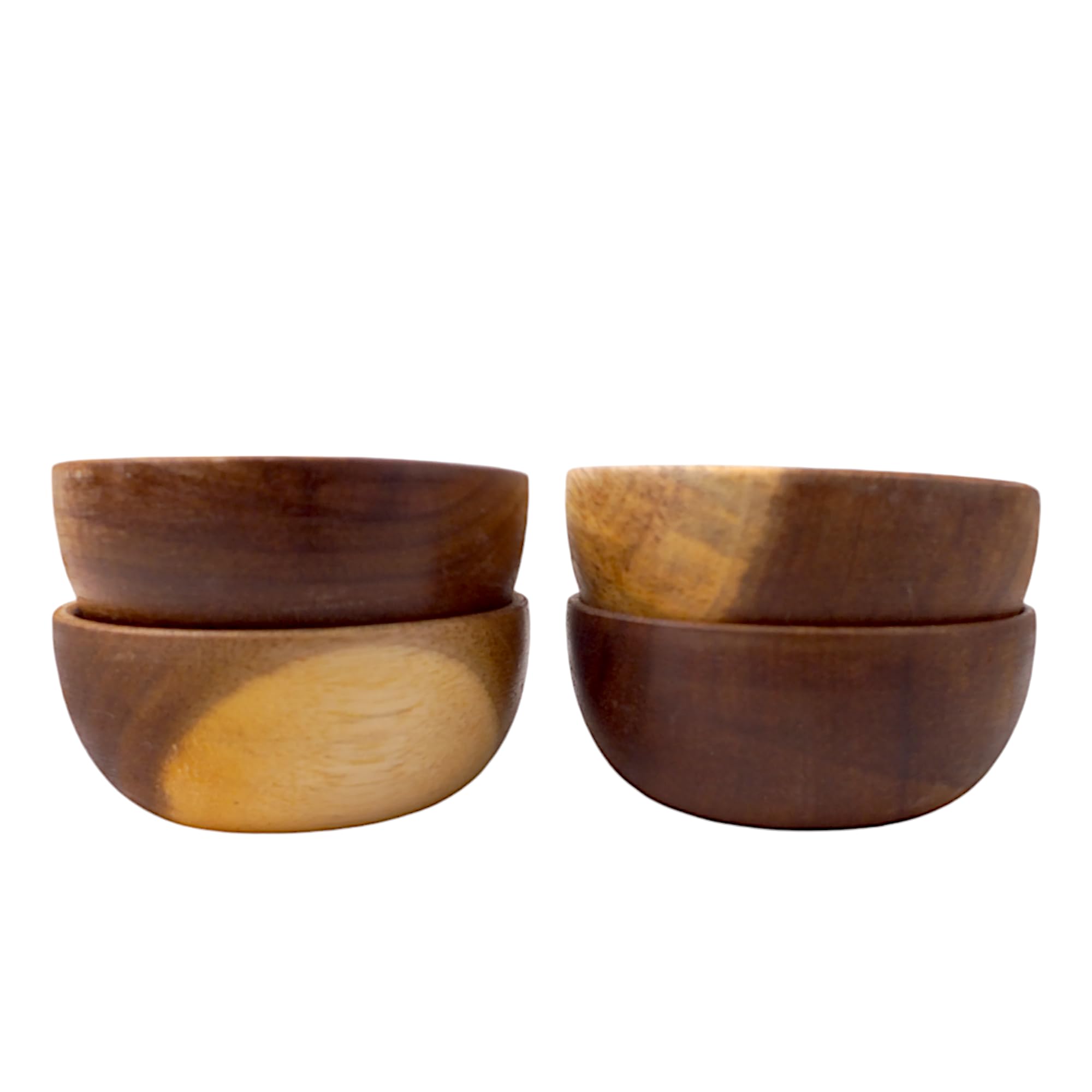Deconox 4'lü Yuvarlak Akasya Çerezlik, Sunum Kasesi, Zeytinlik, Kahvaltı Sunumluk 8 cm - 4 cm