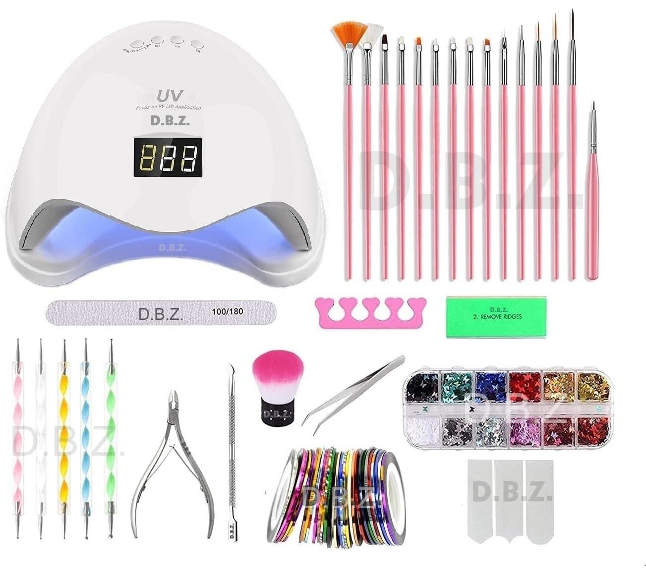 Nail Art Kit with UV LED Nail Lamp Gel Manicure Dryer Lamp, Acrylic Nails Gel Polishing Shape Tools Supplies Set, Manicure Pedicure Nail Files DIY Decoration