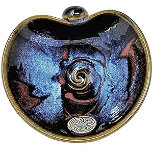 Curve Bowl Hand Build Tableware Wide Rim Housewarming Gift Dinnerware Celtic Triple Spiral Design Holiday Present