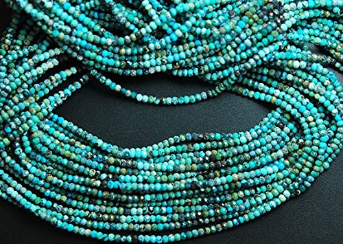 LKBEADS Sznurek 33 cm i cięcie naturalne Arizona śpiące piękno, turkusowe rondelle, 2,60 mm