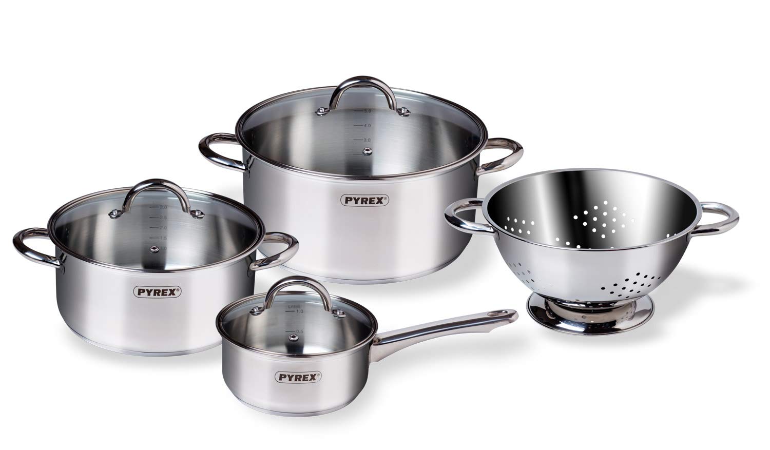 pyrex Master Cooking Set Of 7 Pieces, Grey/Silver, MAS04M4/E002
