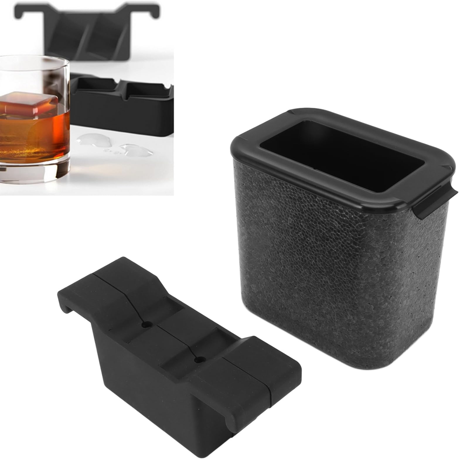Tnfeeon Molde para Bolas de Hielo Transparentes, Bandeja para Hielo Redondo de Silicona ABS con 2 Cavidades, for Whisky (Cubo)