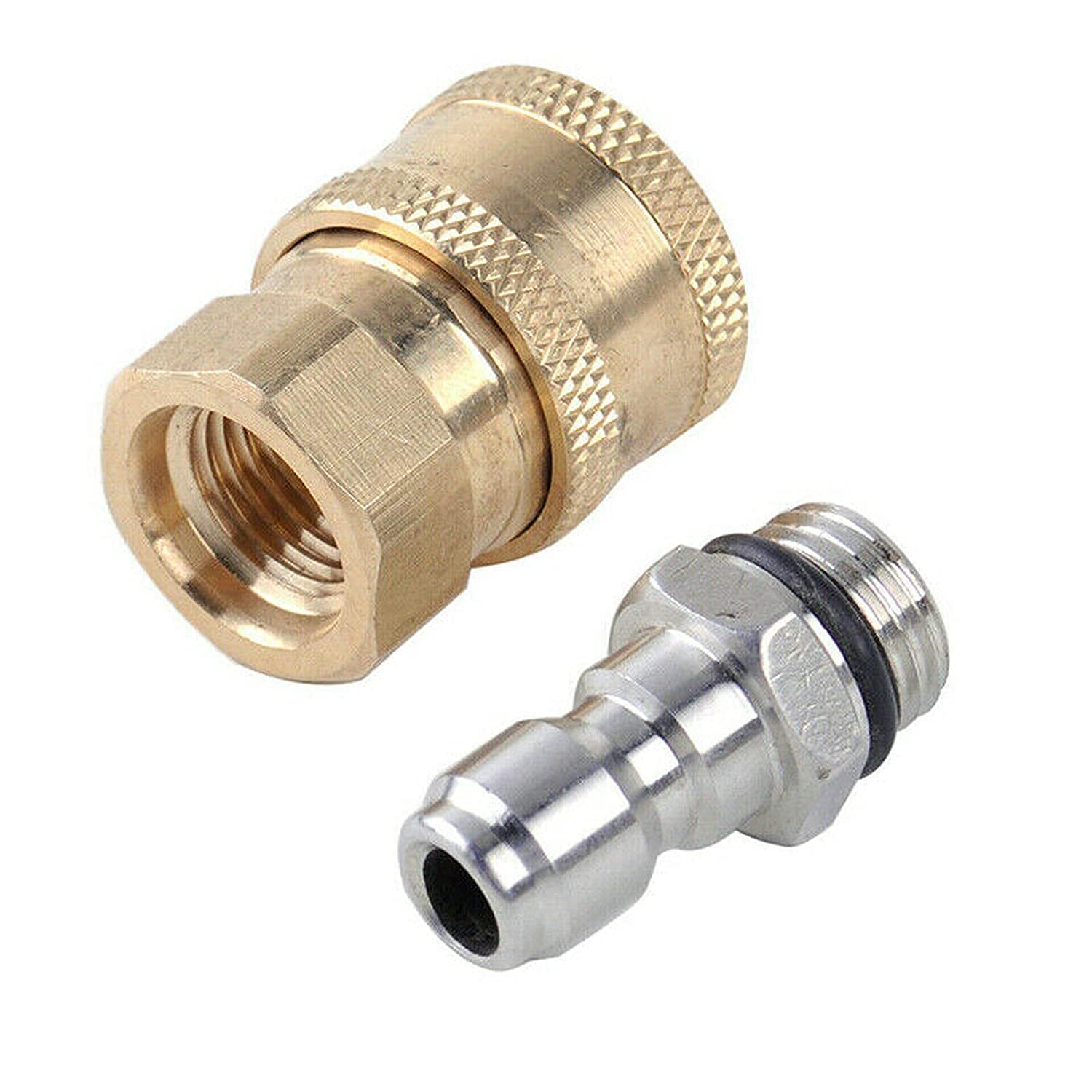 Aimex Quick Connector Coupler Set Adapter for Pressure Washer Gun 1/4 Steel and 1/4 Brass