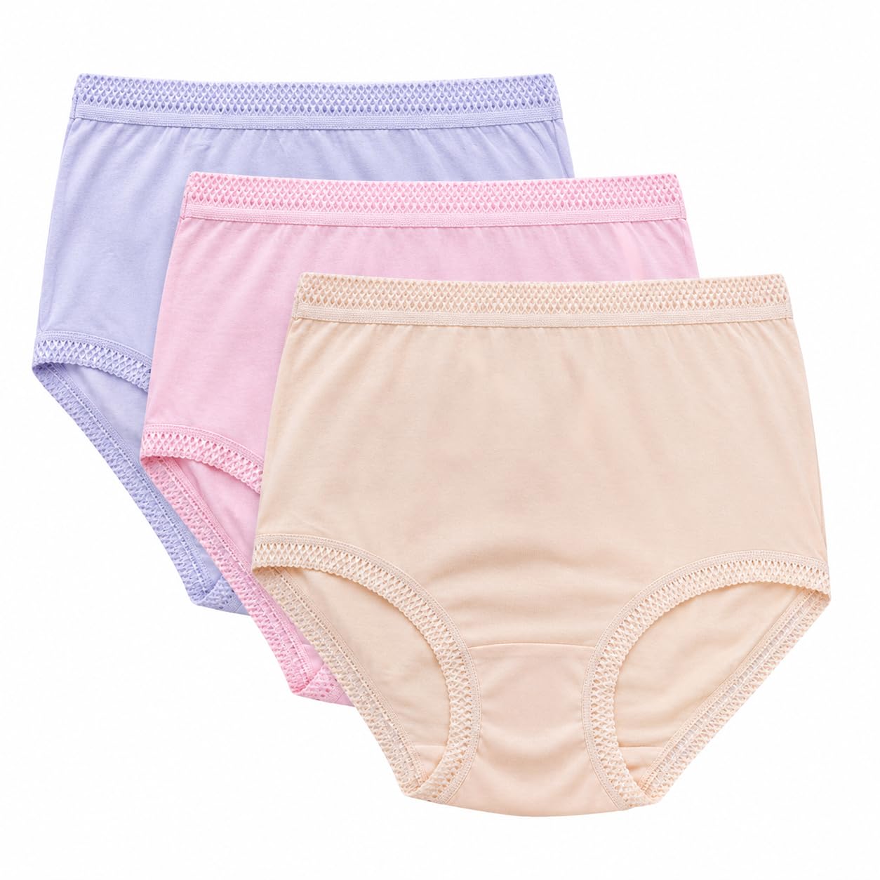 ShopMCR Pack of 3 Woman's Full Mama Briefs High Waisted Ladies Cotton Knickers Maxi Full Brief Underwear Women Every Day Mama Comfort Fit Stretchy Girls Panties (Pastel, WMS)