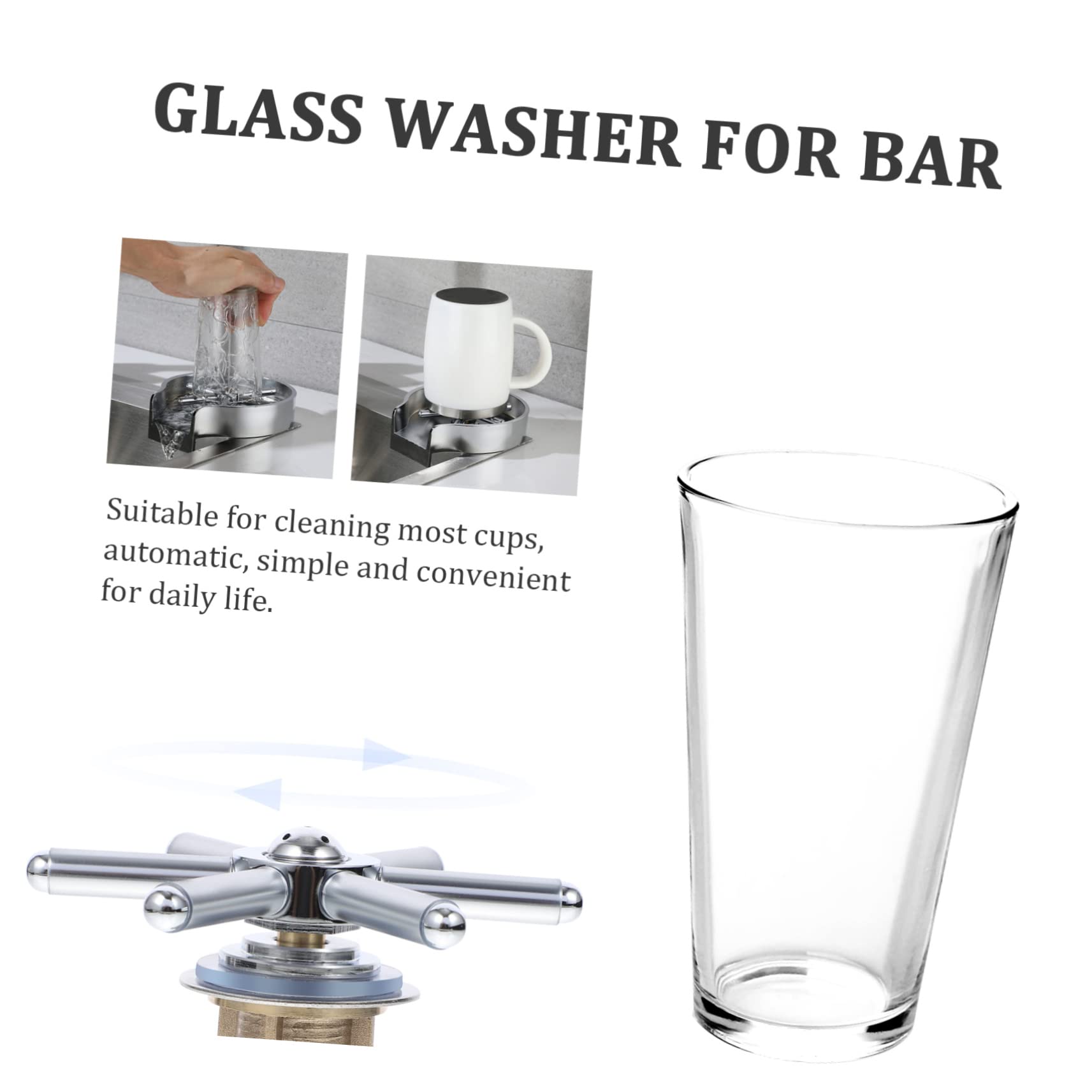 Lave Verre Automatique Rinceur de Verre Rapide et Automatique en Acier Inoxydable Argenté pour Bar, Outil de Nettoyage Cuisine Professionnelle