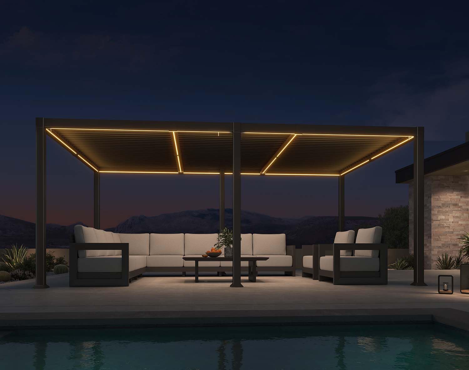 PURPLE LEAF Outdoor Louvered Pergola 11' x 18' Aluminum with LED Bronze