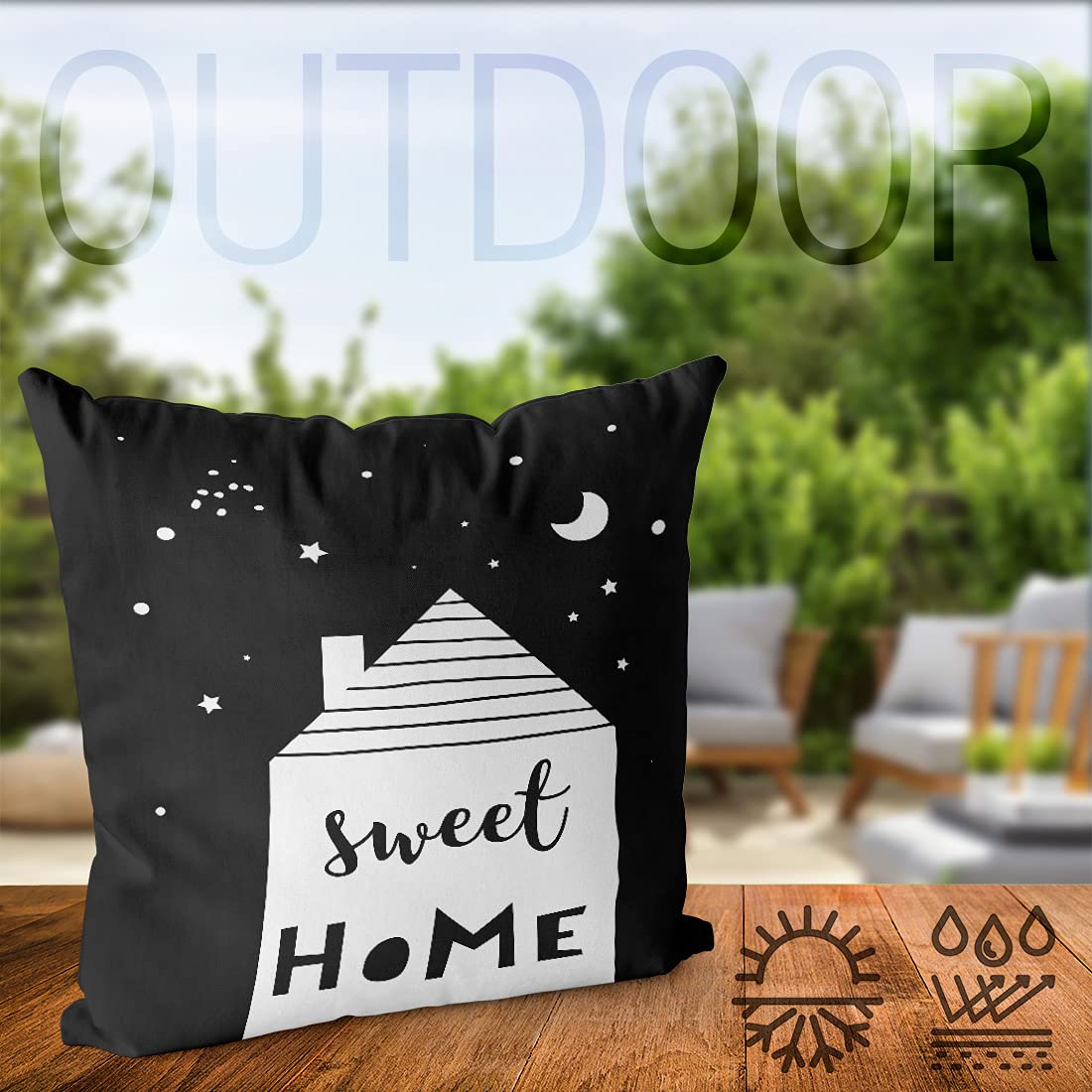 VOID Sweet Home Cartoon Nacht Kissenbezug Kissenhülle Sofakissen Kissen Deko Outdoor-Kissen Dekokissen, Kissen Größe:60 x 60 cm
