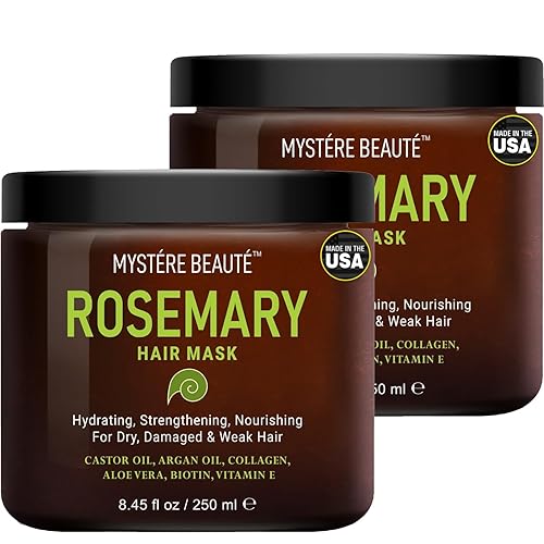 MYSTÉRE BEAUTÉ Romero - Mascarilla para el cabello dañado con colágeno, biotina, aceite de argán, acondicionador profundo fortalecedor para cabello