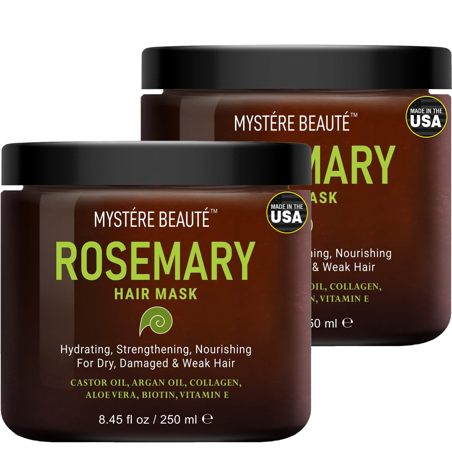 MYSTÉRE BEAUTÉ Rosemary Deep Conditioning Hair Mask for Dry Damaged Hair and Growth with Collagen Argan Oil - Rosemary Oil Leave in Conditioner aceite