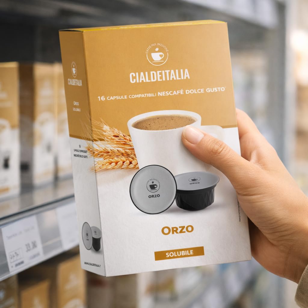 Cialdeitalia - Orzo Capsule Compatibili con macchine Nescafé Dolce Gusto, Bevanda Solubile d’Orzo Senza Caffeina dal Gusto Naturale, 192 Capsule