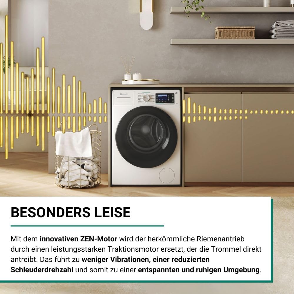 Bauknecht Waschmaschine 8kg 1400 U/min B6R 88 SILENCE DE Weiß EEK A-20% Dampftechnologie ZEN-Motor