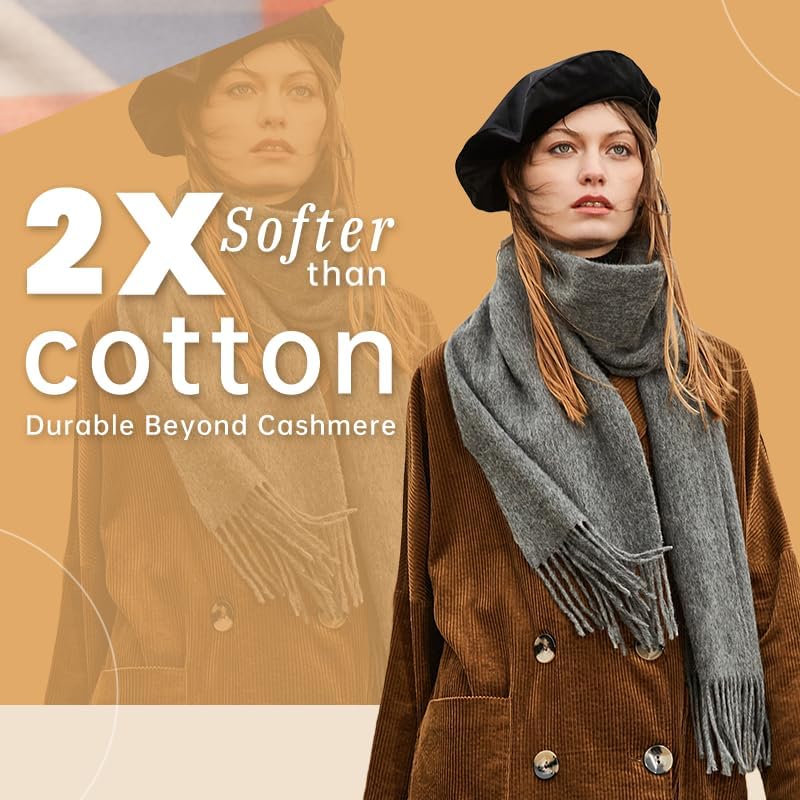 100% Merino Wool Winter Scarf for Women Cashmere Pashmina Soft Luxury Warm Shawl Wraps Stole Valentine's Gift - Image 8