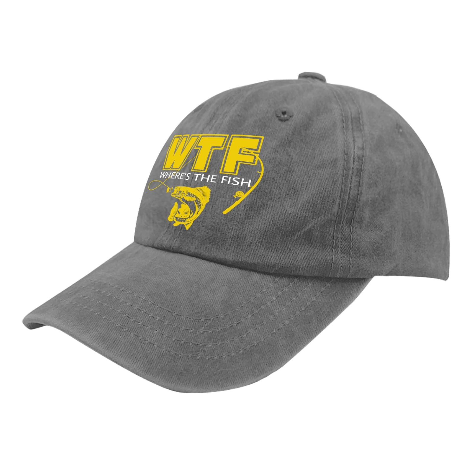 WTF Where's The Fish hat Mens Vintage Cotton Washed Baseball Caps Adjustable Low Profile Dad Hat