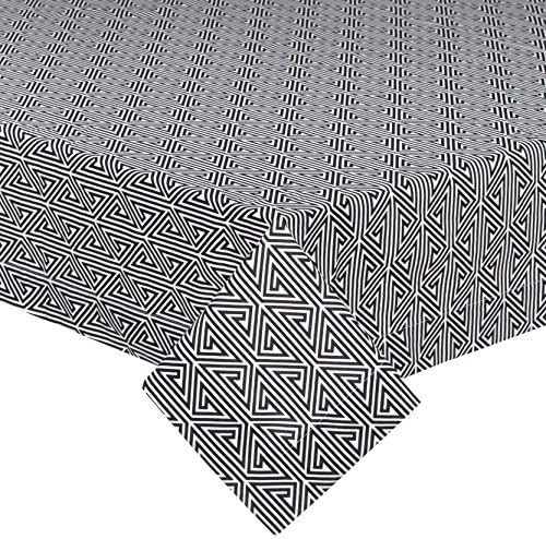 Hen House Linens Greek Key Licorice 60 Square Topper Tablecloth