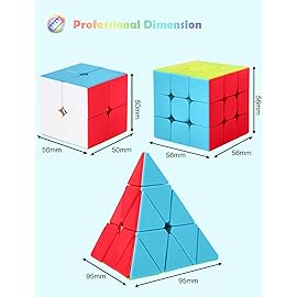 ROXENDA Speed Cube Set, Magic Cube Set of 2x2x2 3x3x3 Pyramid Cube Smooth Puzzle Cube (Stickerless)