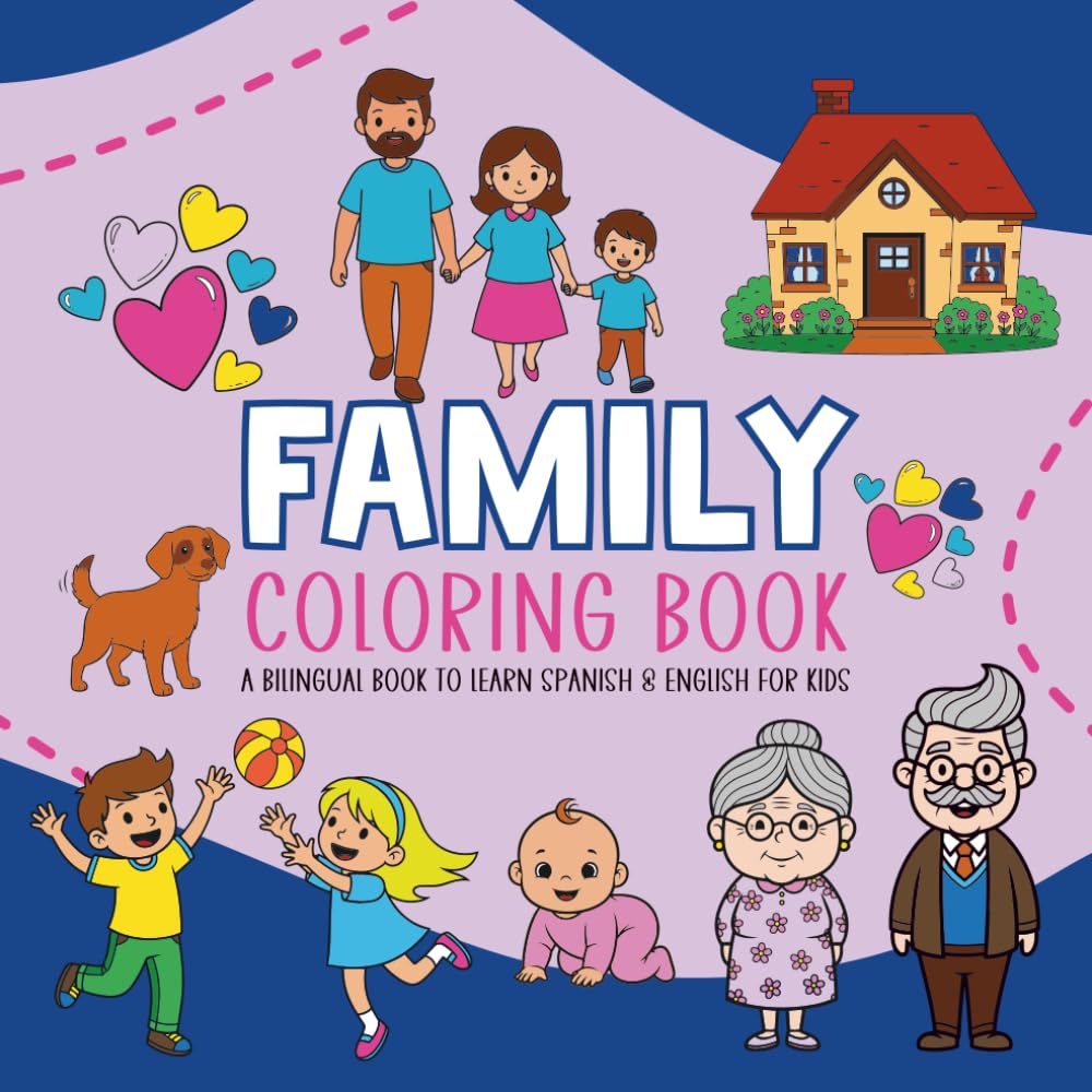 Coloring book Family Members: Educational bilingual book to learn other Languages