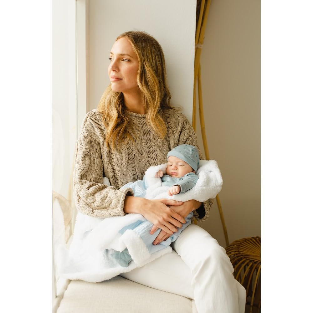 Interbaby - Koc dla noworodka | Koc bawełniany dla niemowląt i poliester, aksamit, miękki, wygodny, ciepły | Koc miesiąca dla niemowląt 80 x 110 cm, do łóżeczek, wózków | Plaster pszczół + naftowym