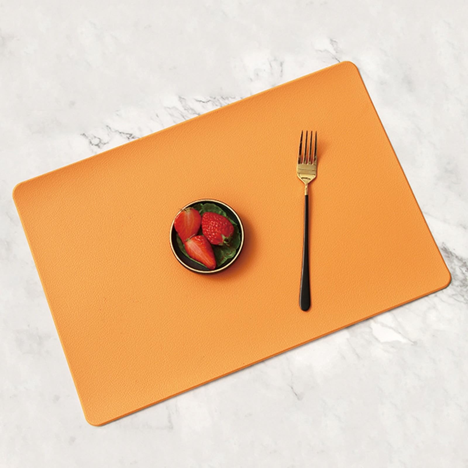 AMDXD Juego de 4 manteles individuales lavables navideños, cuadrados, de piel sintética, estilo europeo, monocolor, resistentes al calor, posavasos bohemios de color naranja para hotel, 30 x 45 cm