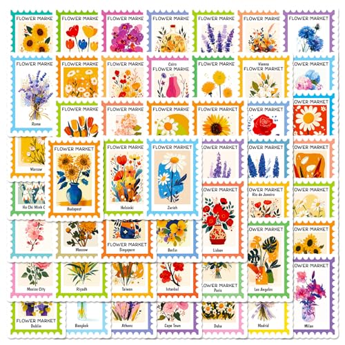 50枚レトロスタイルフラワー油絵シリーズグラフィティ装飾ステッカーセット人気、防水おしゃれ手帳デコDIYキラキラアートデカールノート水筒スマホケーススケボー旅行バッグギター文具子供部屋ごほうびシール自転車ヘルメットPC用