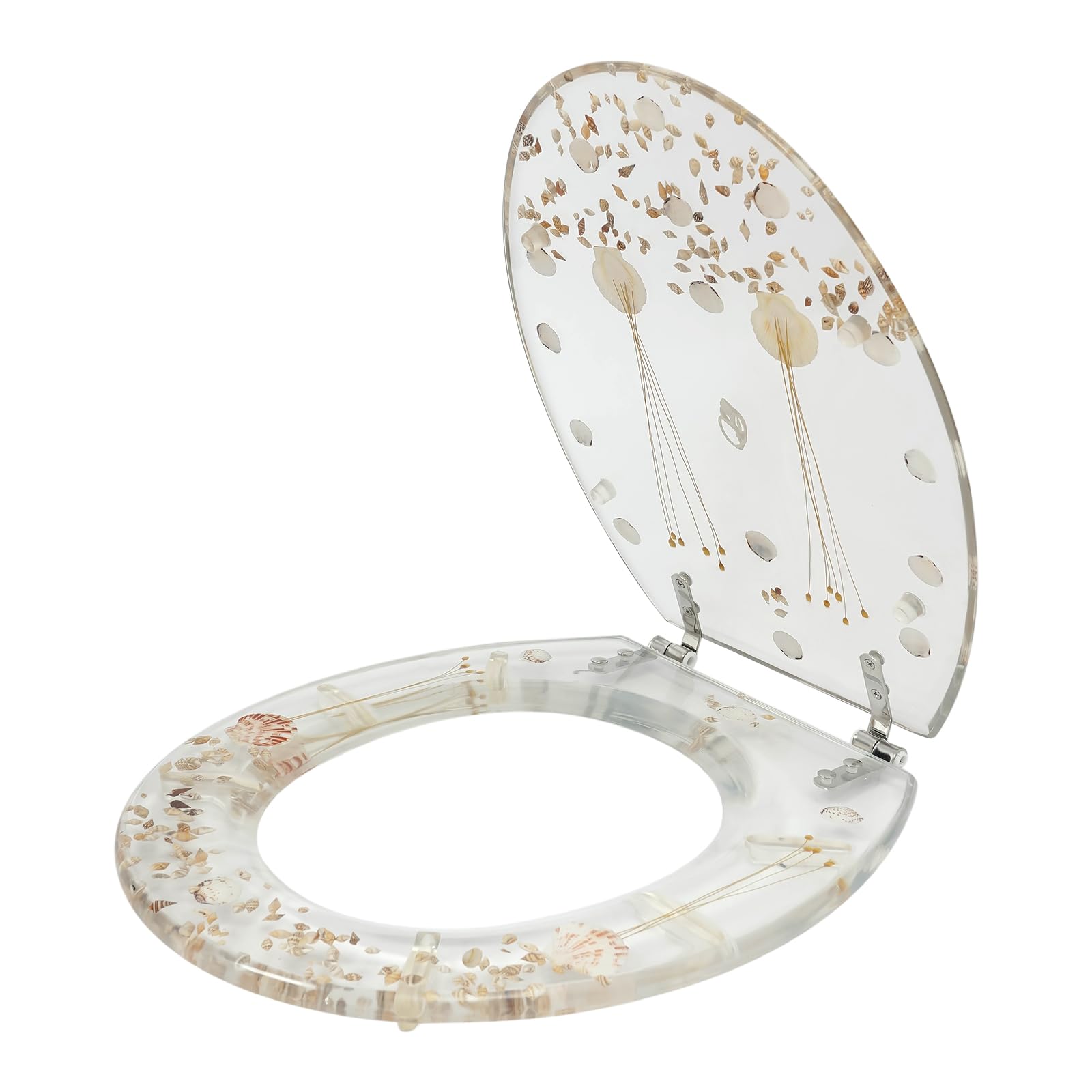 Toilet Seat Transparent Dried Flower Designs Silent Resin Commode Seat Toilet Lid Slow Close Toilet Seat
