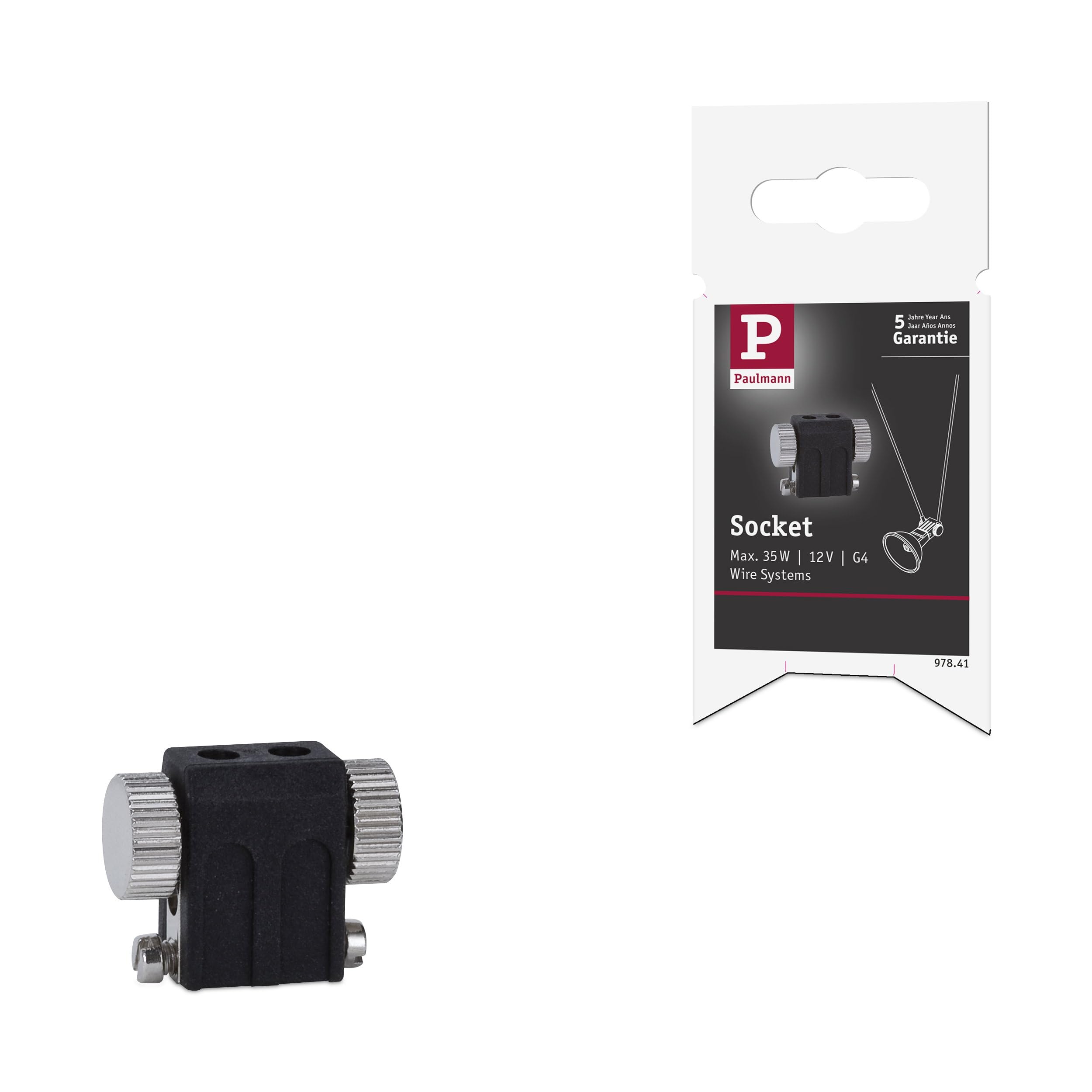 Paulmann 97841 Sistema de cable Enchufe Portalámparas, 35W, G4, Negro, 12V