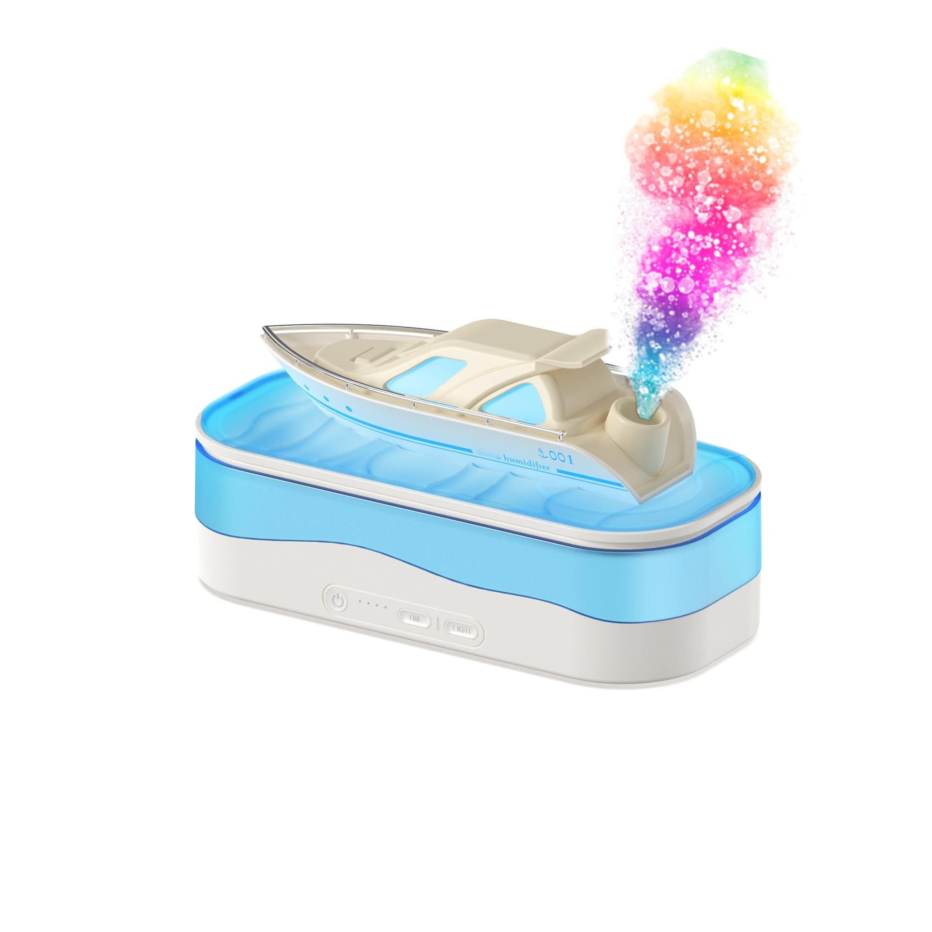 Diffuseur d'huile essentielle coloré pour bateau - Humidificateur de brume - Diffuseur d'arômes avec minuterie de pulvérisation en forme de méduse - Arrêt automatique