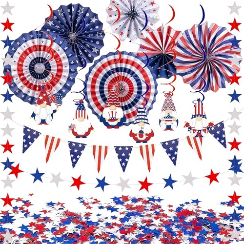 Fournitures de fête patriotique du 4 juillet avec bannière américaine et éventails robustes