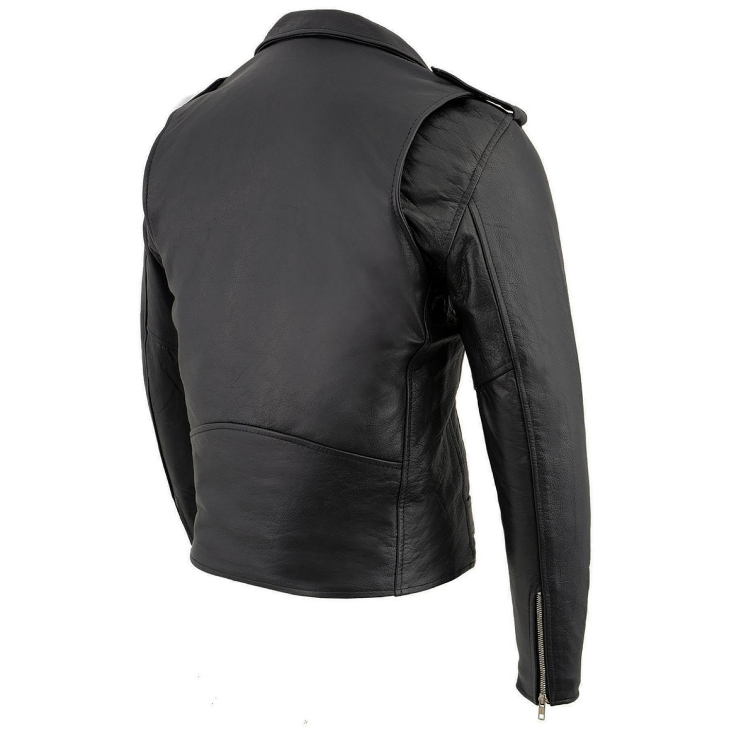 Milwaukee Leather Mens Black Leather Classic Plain Side Police Style M C Jacket - LKM1781 — view 8