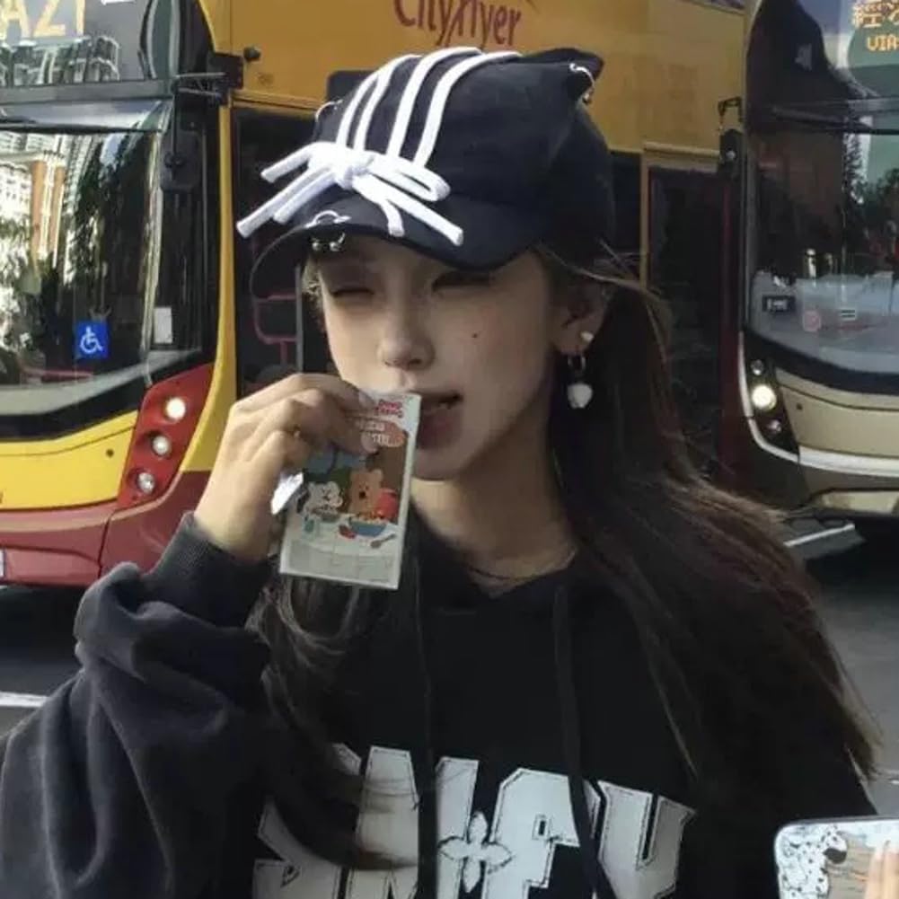 Y2k Iron Ring Trucker Hat for Women Cat Ear Baseball Caps Bowknot Visor Cap Grunge Aesthetic Hat 2026 - Image 6