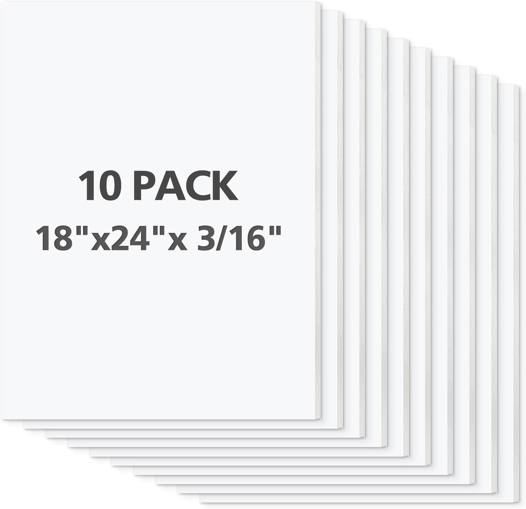 Mat Board Center Premium White Foam Core Board - 18x24 Inches, 3/16 Thick - 10 Pack, Acid-Free - Ideal for Mounting, Crafts, Art, and Presentations