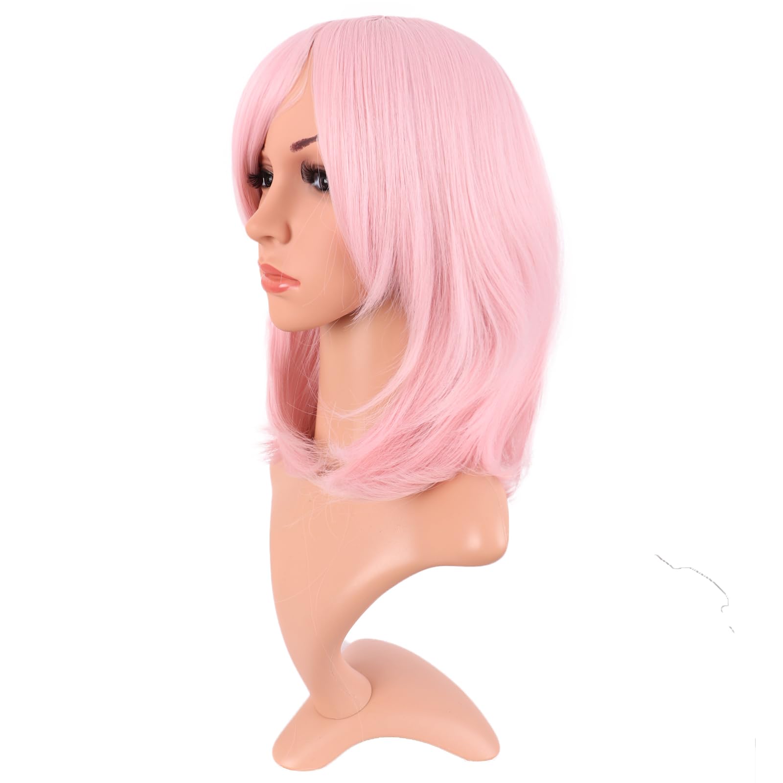 MapofBeauty 16 Inch/40 cm Fashion Short Side Bangs Synthetic fiber Hair BOB Women Wig (Pink Pale) - Image 3