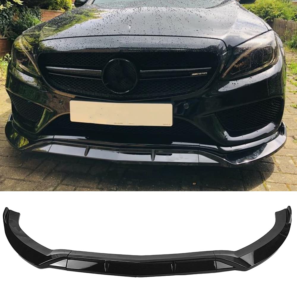 Drążek przedni, spojler do Mercedes-Benz W205 klasa C C180 C250 C300 C400 2015-2018, czarny, tworzywo sztuczne, błyszczący czarny
