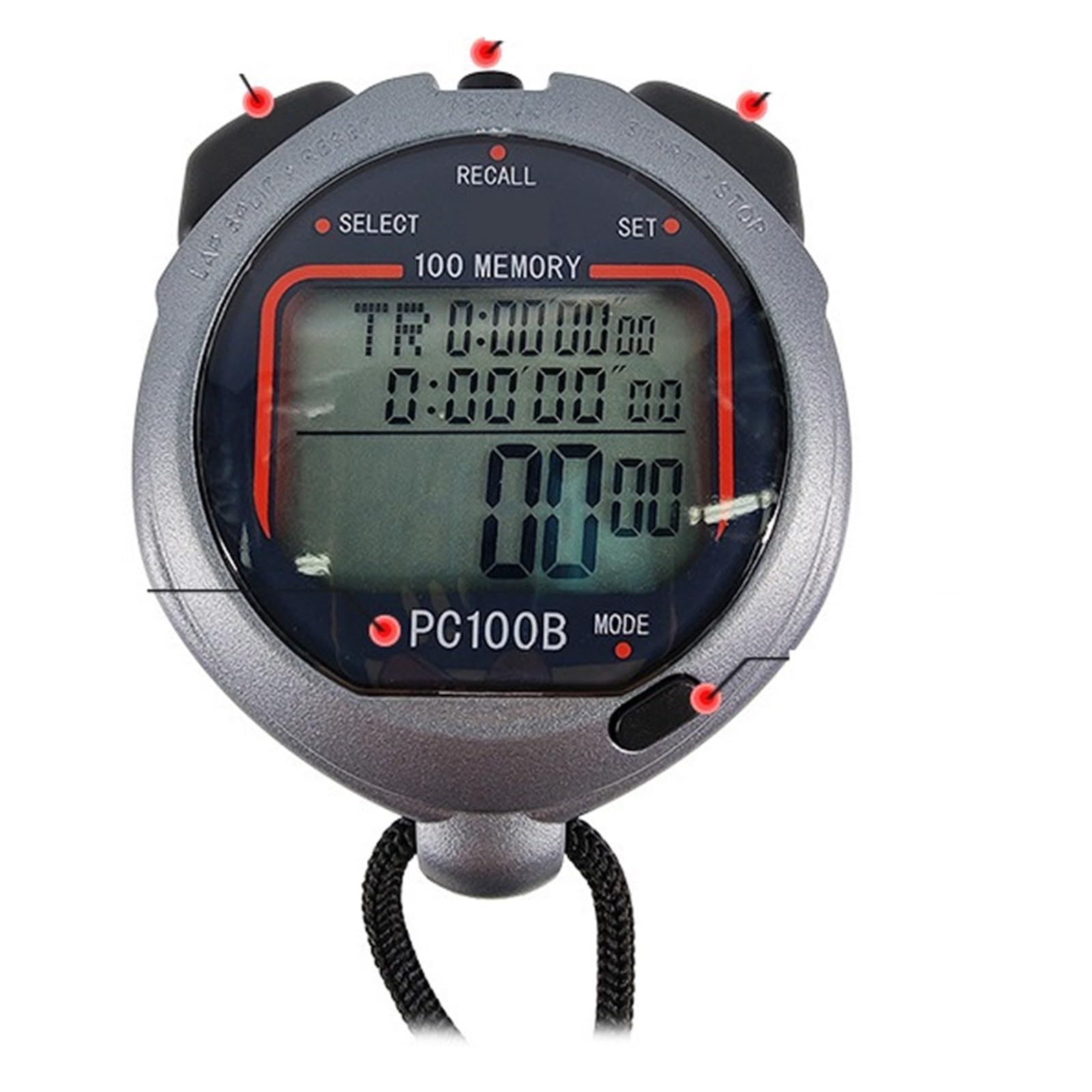 Cronómetros, PC100B Cronómetro deportivo for entrenamiento atlético con temporizador de carrera 3 filas y 100 canales