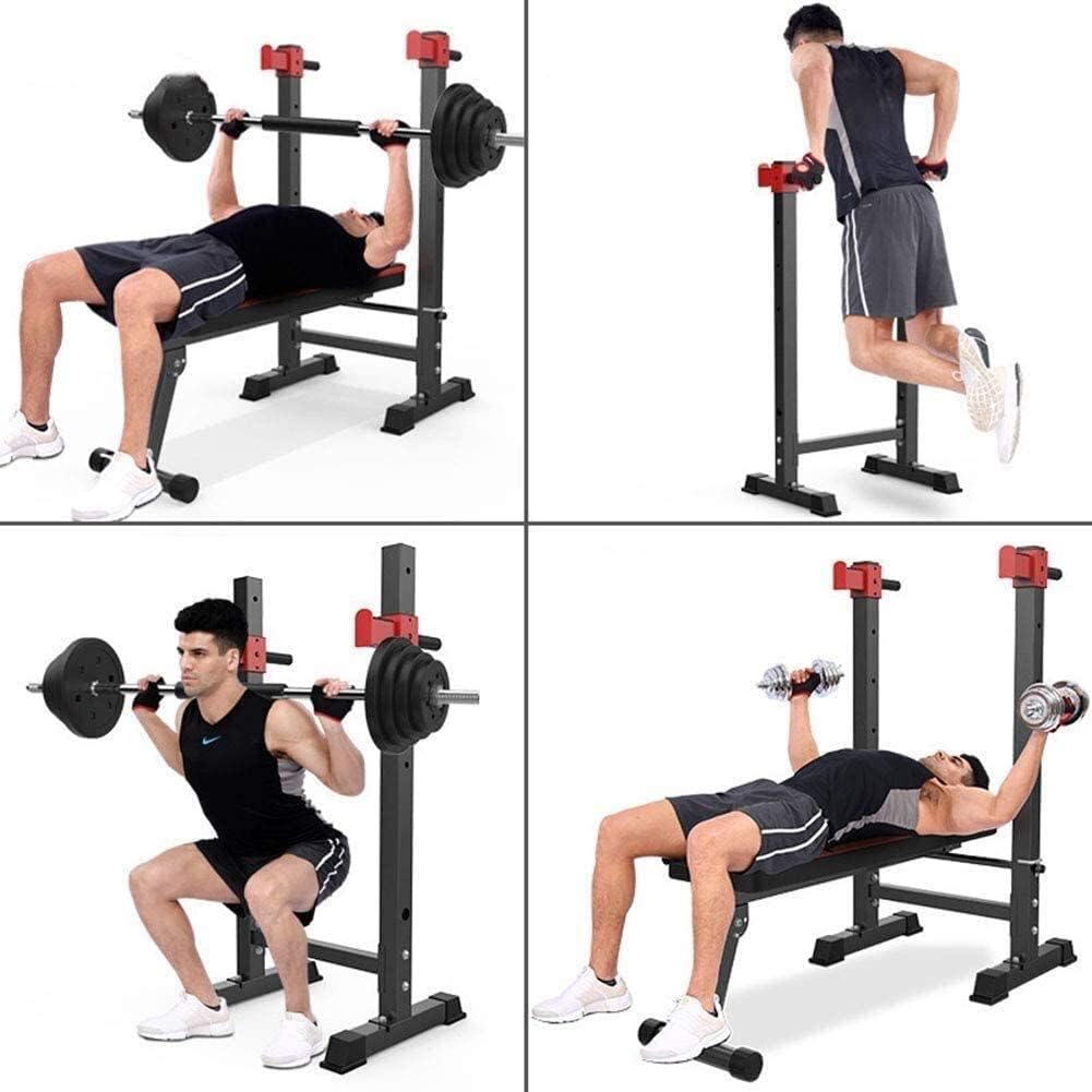 Squat Weightlifting Bench Press Gym WeiBarbell Rack, Professional Multi Function Adjustable Squat Rack Barbell Free Bench Press Portable Dumbbell Rack Indoor Home